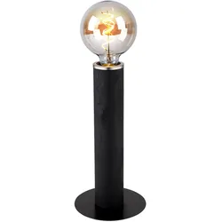 Tischlampe Holz Tischleuchte Leselampe Holzstamm Schlafzimmerlampe 1 flammig schwarz, Metall, 1x E27 Fassung, DxH 15x30,5 cm