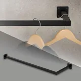 ML-Design Kleiderstange Übereck für die Wand, T30cm x B90cm, Schwarz, aus Stahl, rostfrei, Garderobenstange L-Form, Kleiderständer Wandmontage, Kleidergestell Garderobenhalter, inkl. Montagematerial
