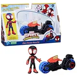 Hasbro Miles Morales: Spider-Man Action-Figur mit Spielzeug-Motorrad, Schwarz/Blau/Gold/Rot/Weiß