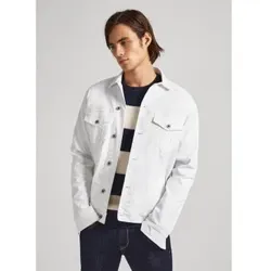 Pepe Jeans für Herren. PM402972TA8 Entspannte Jacke weiß (XL), Lässig, Baumwolle, Langarm