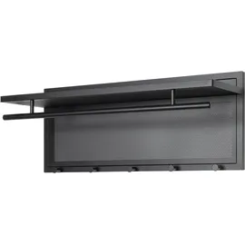 Haku-Möbel Wandgarderobe 5 Haken, 1 Stange Schwarz