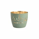 Giftcompany Windlicht Madras Hamburg Skyline Eisen Blau/Gold