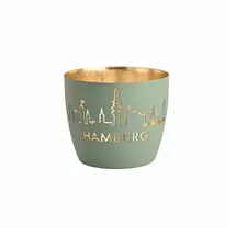 Giftcompany Windlicht Madras Hamburg Skyline Eisen Blau/Gold