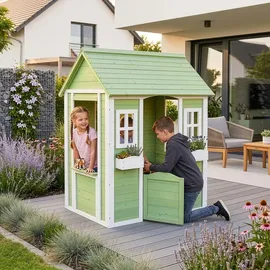 [en.casa] Spielhaus Kuoldsvin 144 x 102 x 90 cm Grün/Weiß
