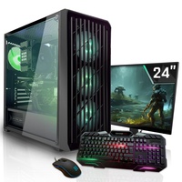 SYSTEMTREFF Basic Gaming Komplett PC Set AMD Ryzen 5 5600G 6x4.4GHz | AMD RX Vega 7 4K HDMI DX12 | 512GB M.2 NVMe + 2TB HDD | 16GB DDR4 RAM | WLAN Desktop Paket Computer für Gamer, Gaming