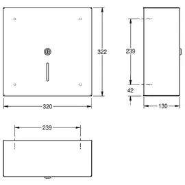 KWC AR WC-Großrollenhalter, HEAVY DUTY, Edst., 320x322x130 mm, AP, Rolle 300 mm