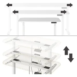 Vicco Schreibtisch Elevate, Weiß, 120 x 70 cm 2 Motoren, Model 58651 - Weiß