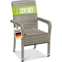 Juskys Yoro Rattanstuhl Grau meliert 2 St.