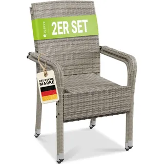 Juskys Yoro Rattanstuhl Grau meliert 2 St.