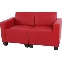 MCW Modular 2-Sitzer Sofa Couch Moncalieri, Kunstleder ~ rot