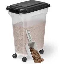 Iris Ohyama - Hundefutter Aufbewahrung Mit Rollen, 20l/7.5kg, Schwarz, Luftdichte Futterbox, Trockenfutter, Futterbehälter, Für Hunde, Katzen, Tierfutterbehälter, Schaufel, Bpa-frei, Futtertonne, Ats-m