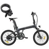 ADO EBike Air 20S Faltbares E-Fahrrad.klapprad Riemenantrieb.Pedelec dunkelgrau 17kg