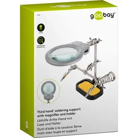 goobay 51226 Löthlife dritte Hand mit Lupe und Lötkolbenhalter die Ideale Hilfe für alle filigranen Lötarbeiten,schwarz