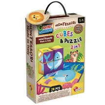 Lisciani MONTESSORI Holz 2 in 1 Cube und Puzzle