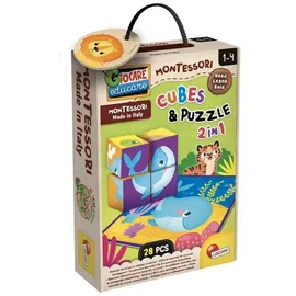 Lisciani MONTESSORI Holz 2 in 1 Cube und Puzzle