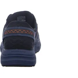 SKECHERS Oak Canyon Consistent Winne Herren-Sneaker, freihändig, Marineblaues Leder, Textil, orangefarbener Besatz, 43 EU