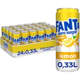 Fanta Lemon Zero - fruchtige Erfrischung mit saurem Zitronengeschmack - ohne Zucker und ohne Kalorien in praktischen Einweg Dosen (24 x 330 ml) - Product Type: Standard