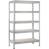 SCHULTE Regalwelt Schwerlastregal 5 Holzböden, 150x90x30 cm (HxBxT), Traglast pro Ebene ca. 75 Kg, verzinkt,