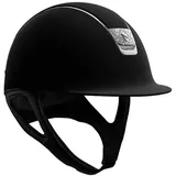 Samshield Reithelm Shadowmatt 2.0 Black Blazon Crystal Fabric Silver Dressurausschnitt OHNE Liner, Größe:M