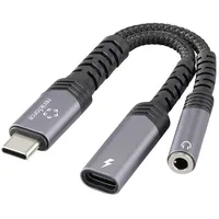 Renkforce USB-C®, Audio Adapterkabel [1x USB-C® Stecker - 1x Audio, stereo Klinke), USB-C® Buchse (Power Delivery)] USB-C®