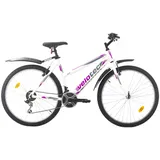 Multibrand PROBIKE 6th Sense 26 Zoll Mountainbike ALU Rahmen 18 Gang, Mädchen-Fahhrad & Damen-Fahhrad geeignet ab 155 cm - 175 cm (Weiß-Rosa-Aluminium)