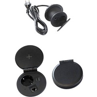 Hammerbacher 1-fach Tischsteckdose 2,0 m schwarz mit USB-Buchse