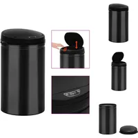 vidaXL Automatischer Sensor-Mülleimer 40 L Kohlenstoffstahl Schwarz - Mülltonnen & Abfalleimer - Schwarz