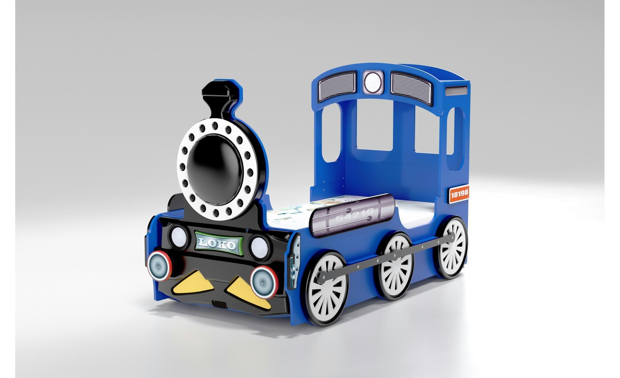 Autobett Lokomotive , blau , Maße (cm): B: 120 H: 137,5