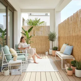 casa.pro Schilfzaun 200 x 500 cm Beige