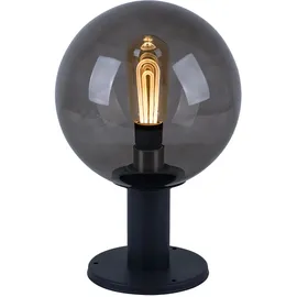 GLOBO Wegleuchte Außen anthrazit Sockelleuchte Gartenlampe rauchfarben, IP44 Spritzwasserfest, Glaskugel Rauchoptik, 1x E27 Fassung, DxH 25x38 cm