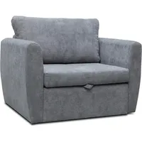 MOEBLO Schlafsofa SARA 80, Schlafsessel Gästebett Klappsofa mit Bettfunktion Couch Schlafcouch klein Mini Sofa Sessel Salon Jugendzimmer Kindersofa, mit Schlaffunktion und Bettkasten grau