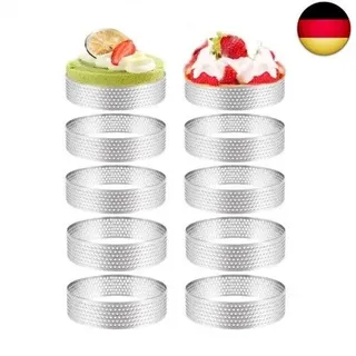 Tiamu 10Pcs Edelstahl Tortenring Perforiert Mousse Ring Backwerkzeuge,