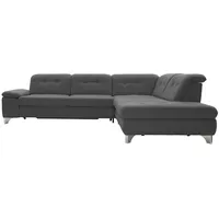 polsterpower Ecksofa - Miro grau - mit Funktionspaket - Ottomane rechts Sofa