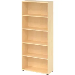 bümö Regal Ahorn, Standregal aus Holz für 5 Ordnerhöhen - Bücherregal 80 cm breit, Aktenregal für Ordner & Bücher, Büroregal, Holzregal, Ordnerregal,