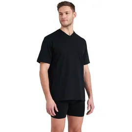 SCHIESSER T-Shirt 2er Pack - 1/2 Arm, Unterhemd, V-Ausschnitt, Schwarz
