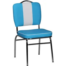 Kadima Design Retro Esszimmerstuhl, 50er-Jahre Diner Style, bequeme Polsterung. Blau, 47x45x90 cm