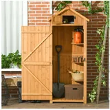 CHICFURN Gerätehaus 77x54,2x179cm in Gelb/Grün mit Fachböden, Asphaltdach & Fenster, BxT: 77x54.2 cm, (Packung, 1 St), Holz-Gerätehaus für Werkzeuge & Gartengeräte, wetterfest & praktisch gelb|grün