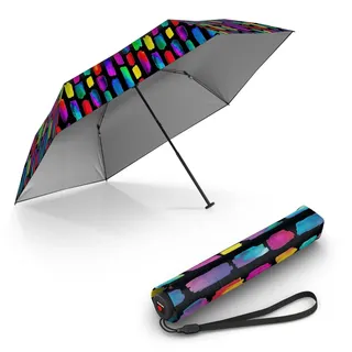 Knirps Taschenschirm Ultra I.030 Slim Manual - Leichtester 115 g - Exklusives Griff-Design - Sturmfest - 21 cm - Rainbow schwarz UV Schutz - 21 cm Durchmesser