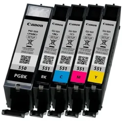 5x Original Canon Tinten Patronen PGI-550 CLI-551 BK/C/M/Y Multipack für Pixm...