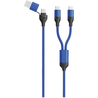 2Go USB Kabel 1,2 m USB A/USB C Ladekabel DUO Blau