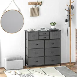 Homcom Kommode mit faltbaren Stoffschubladen, Melaminholz, Stahlrahmen, Braun