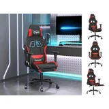 vidaXL Gaming Desk mit Massage & Fußstütze Stoff schwarz/rot