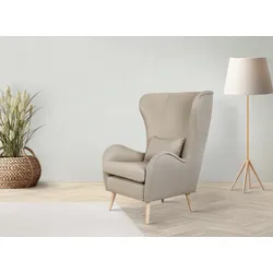 Sessel "Charles Ohrensessel", beige, B:78cm H:118cm T:94cm, 100% Polyester, GUIDO MARIA KRETSCHMER HOME & LIVING, Sessel, Ohrensessel, groß und gemütlich in modernem Design