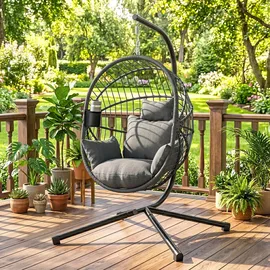 Outsunny Hängesessel oval Grau 1-Sitzer mit Gestell 