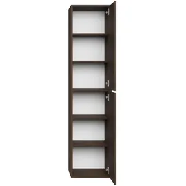 Badplaats Badezimmerschrank Mali 38 x 33 x 160 cm - Walnuss Braun - Hängender Seitenschrank mit 2 Türen