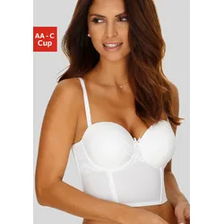 Corsage LASCANA, Damen, Gr. 70, Cup B, weiß, Obermaterial: 85% Polyamid, 15% Elasthan, sexy, Corsagen, mit herausnehmbaren Push-up Kissen, sexy Dessous