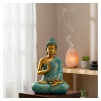 MF Avalokiteshvara in Mintgrün, Elegante Buddha Skulptur, Höhe 31,5 cm