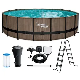 Summer Waves Elite Frame Pool 549 x 132 cm Teak-Optik braun