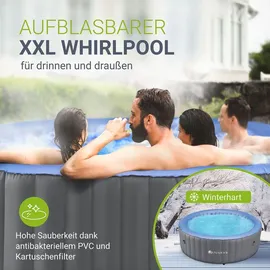 Juskys Whirlpool Palmira für bis zu 6 Personen - Outdoor Indoor Pool aufblasbar - rund - Grau