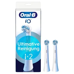 Oral-B iO Ultimative Reinigung, Original Aufsteckbürsten für elektrische Oral-B iO Zahnbürsten, 'Borsten-in-Borsten' Bündel, Weiß, 2 Stück
